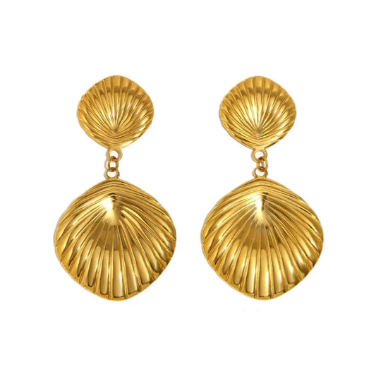Tidal Grace shell shaped gold Earrings