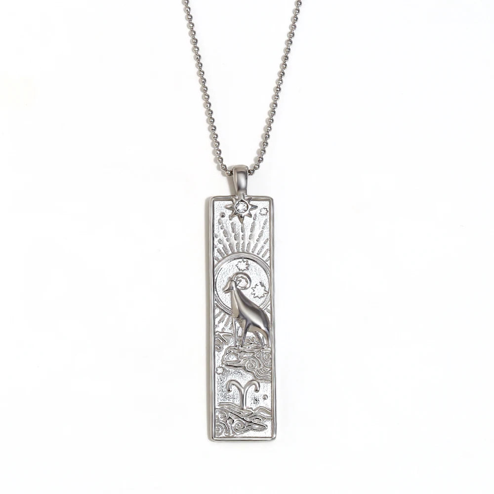Zodiac Tag Necklace Aries Silver