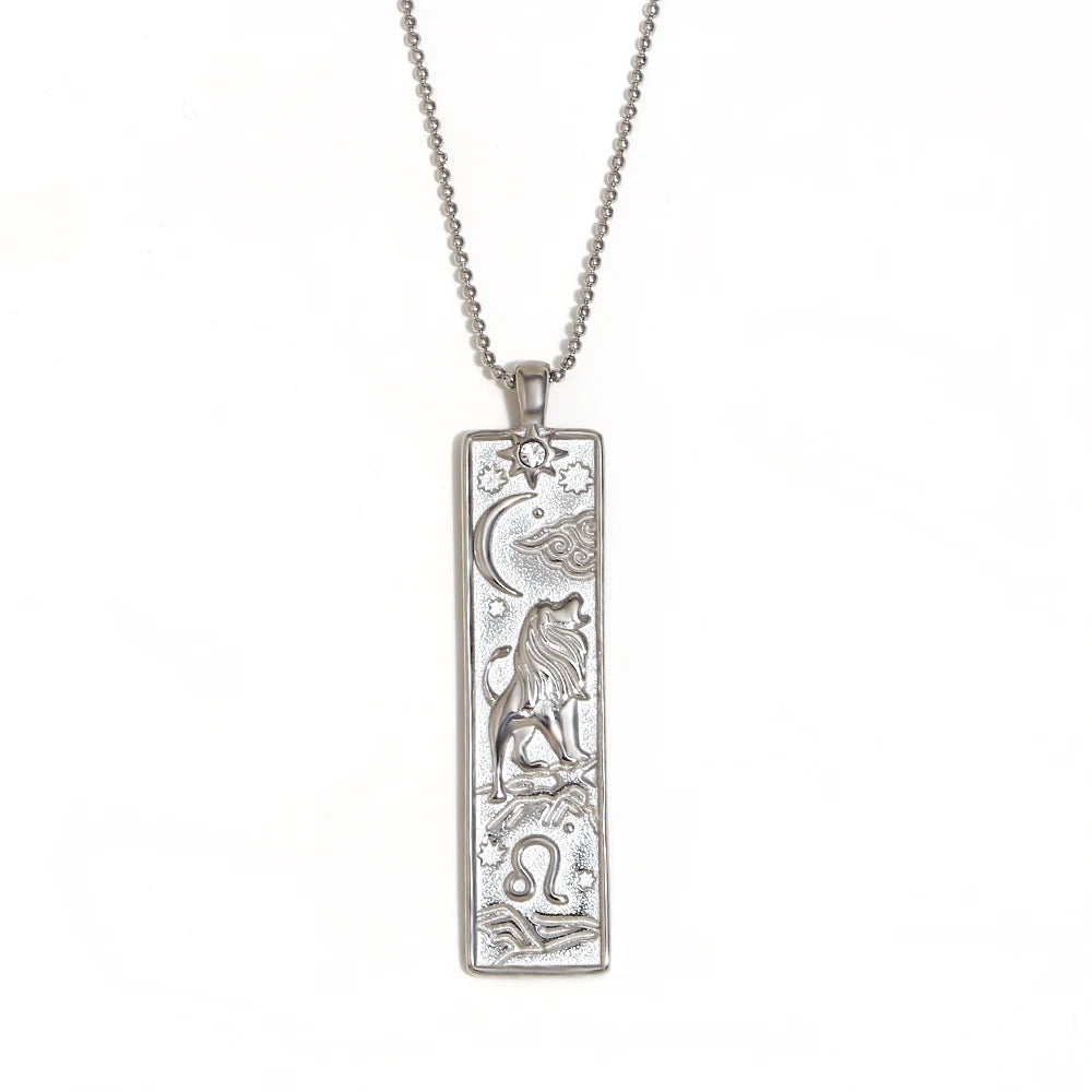 Zodiac Tag Necklace Leo Silver