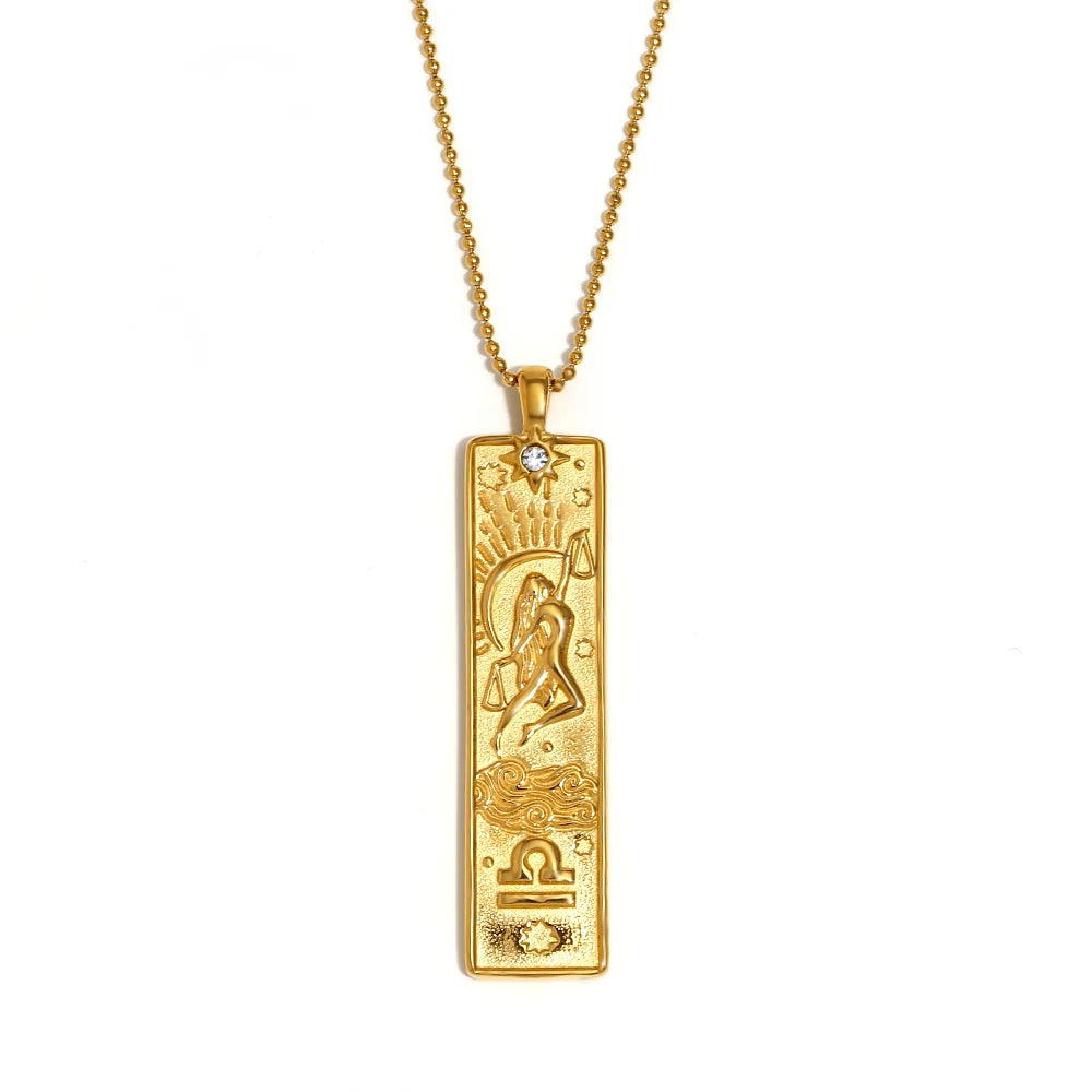 Zodiac Tag Necklace Libra Gold