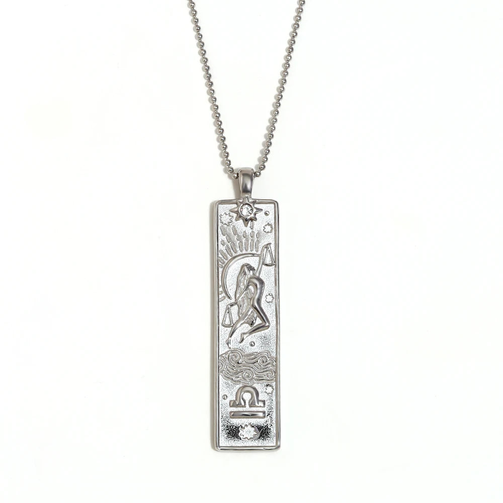 Zodiac Tag Necklace Libra Silver