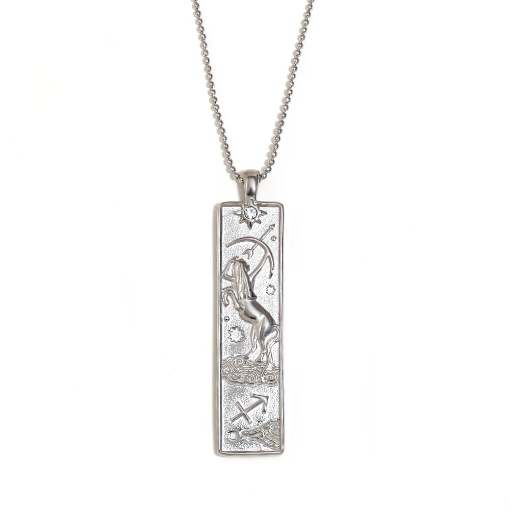 Zodiac Tag Necklace Sagittarius Silver