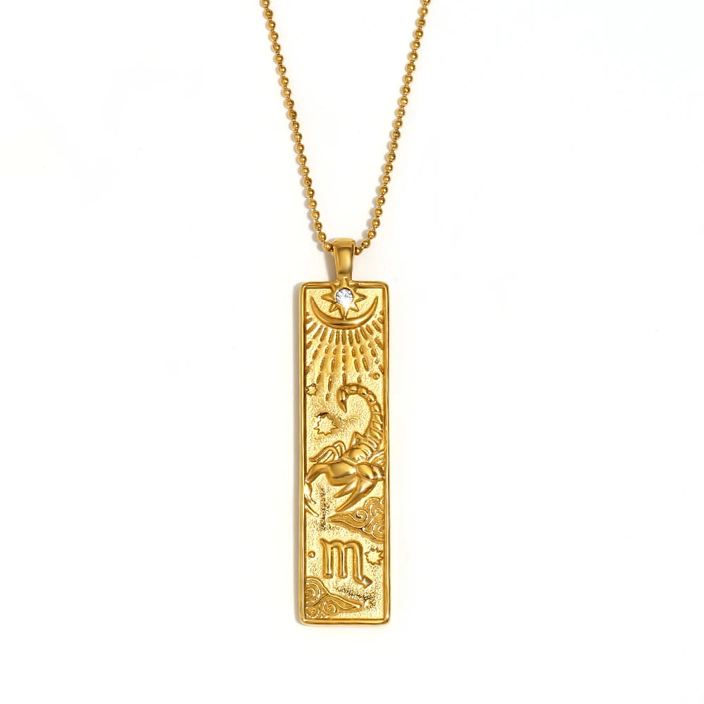 Zodiac Tag Necklace Scorpio Gold