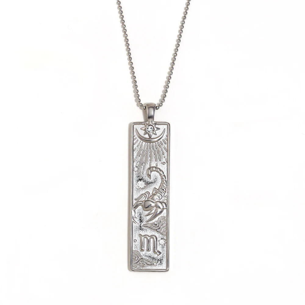 Zodiac Tag Necklace Scorpio Silver