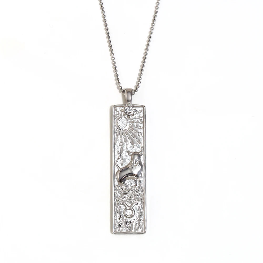 Zodiac Tag Necklace Taurus Silver