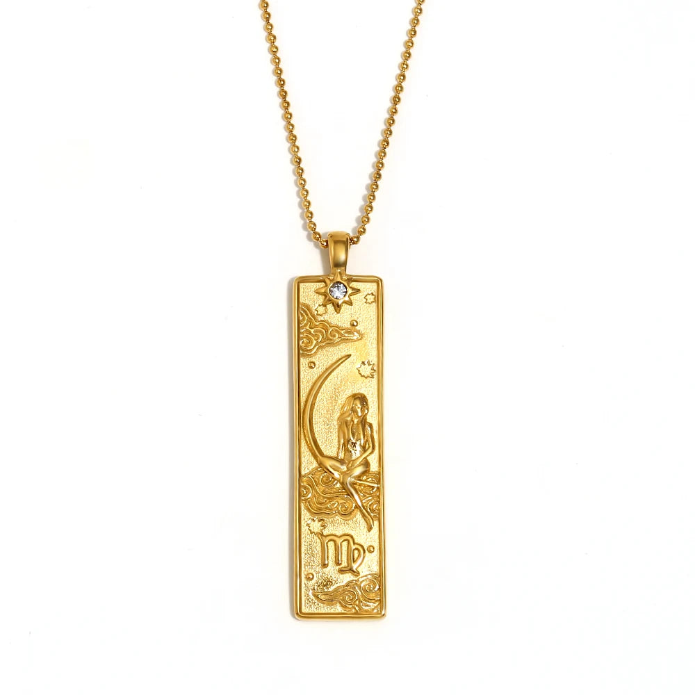 Zodiac Tag Necklace Virgo Gold